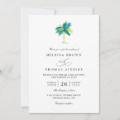 Invitation Mariage code QR tout-en-un palmier aquarelle (Devant)