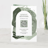 Invitation Mariage Code QR Traits de Pinceau Vert Sage Boho (Dos)
