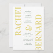Invitation Mariage Code QR Typographie Jaune & Vert Élégant (Devant)