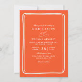Invitation Mariage Code QR Unique Rétro Orange Clair Élégant (Devant)