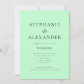 Invitation Mariage Code QR Vert Menthe Texte Moderne (Devant)