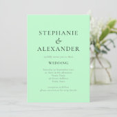 Invitation Mariage Code QR Vert Menthe Texte Moderne (Debout devant)
