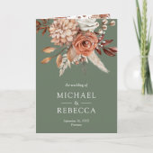 Invitation Mariage Code QR Vert Sage Floral Terracotta (Devant)