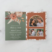 Invitation Mariage Code QR Vert Sage Floral Terracotta (Intérieur)