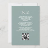 Invitation Mariage Code QR Vert Sauge Agate Argent Bourgogne (Dos)