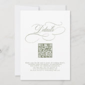 Invitation Mariage code QR vert sauge calligraphie moderne (Dos)