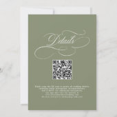 Invitation Mariage code QR vert sauge calligraphie moderne (Dos)