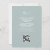 Invitation Mariage Code QR Vert Verre de Mer Écriture Moderne (Dos)