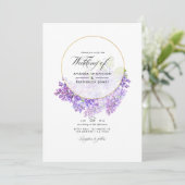 Invitation Mariage code QR Violet & Or Géométrique Herbier (Debout devant)