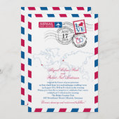 Invitation Mariage Coeur d'Airmail San Diego & Allemagne (Devant / Derrière)