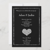 INVITATION MARIAGE COEUR EN MARBRE BLANC NOIR (Devant)