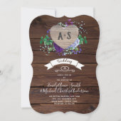 Invitation Mariage Coeur Éternel Inviter Fleurs Bleues Rustiq (Devant)