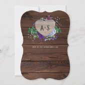 Invitation Mariage Coeur Éternel Inviter Fleurs Bleues Rustiq (Dos)