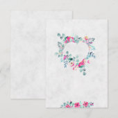 Invitation Mariage coeur floral aquarelle rose clair  (Devant / Derrière)