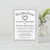 Invitation Mariage Coeur noir et blanc Polka (Debout devant)