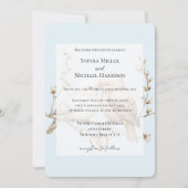 Invitation Mariage Coeur Oiseaux de l'Amour Crème Blanc Roman (Devant)