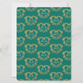 Invitation Mariage coeur or vert émeraude foncé et blanc (Dos)