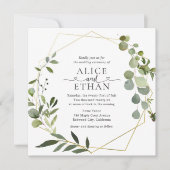 Invitation Mariage Coeur Script Eucalyptus Verdure (Devant)