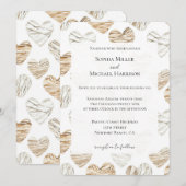 Invitation Mariage coeurs blanc crème romantique (Devant / Derrière)