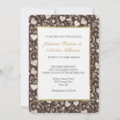 Invitation Mariage Cœurs Crème Marron Romantique (Devant)