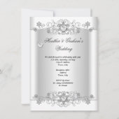 Invitation Mariage Cœurs de Diamant Blanc Argent (Dos)