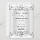 Invitation Mariage Cœurs de Diamant Blanc Argent (Dos)