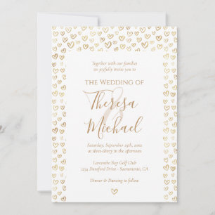 Invitation Mariage coeurs d'or