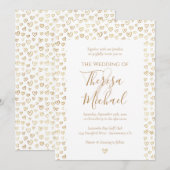 Invitation Mariage coeurs d'or (Devant / Derrière)