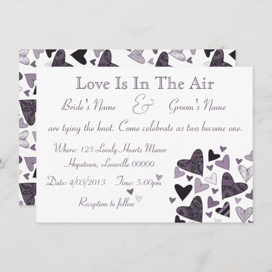 Invitation Mariage Coeurs stylisés (Devant / Derrière)