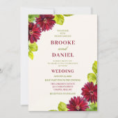 Invitation Mariage Coin Diagonal Daisy Bourgogne (Devant)