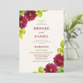 Invitation Mariage Coin Diagonal Daisy Bourgogne (Debout devant)
