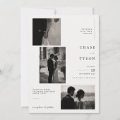 Invitation Mariage Collage Photo Éditorial de Luxe (Devant)