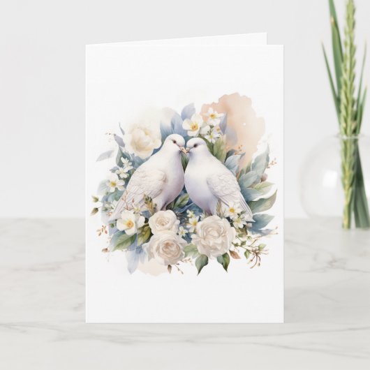 Invitation Mariage Colombes Blanches Aquarelle (Devant)