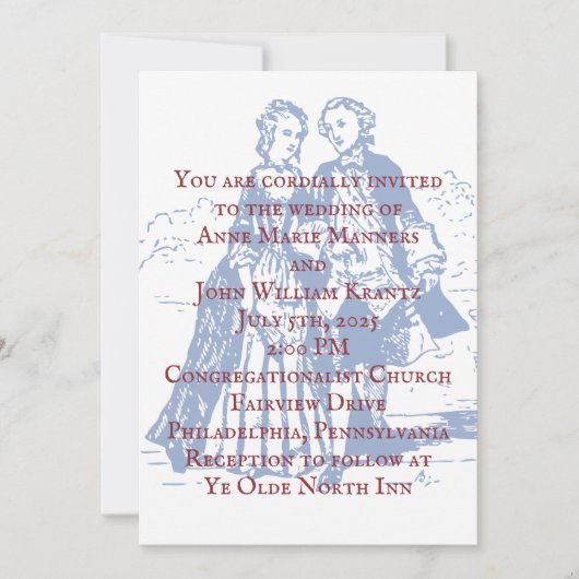 Invitation Mariage colonial-américain (Devant)