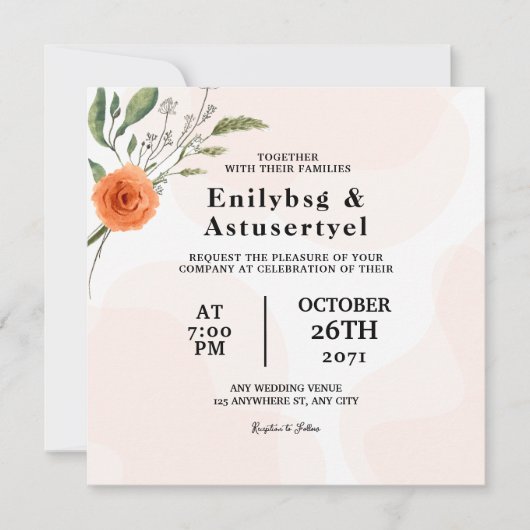 Invitation Mariage Color Flower Card Conception de l'invitati (Devant)