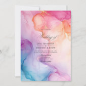 Invitation Mariage coloré avec accents or (Devant)