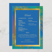 Invitation Mariage coloré Bleu & Or Royal (Devant / Derrière)