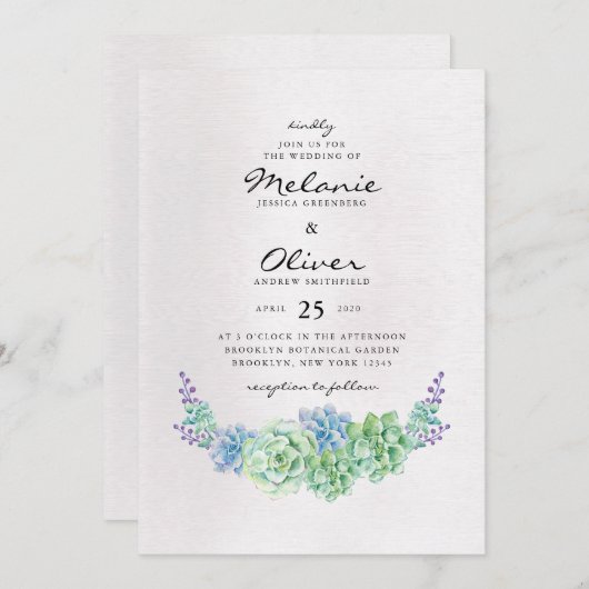 Invitation Mariage coloré Cactus (Devant / Derrière)