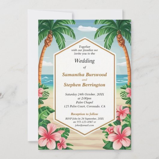 Invitation Mariage coloré d'aquarelle tropicale (Devant)