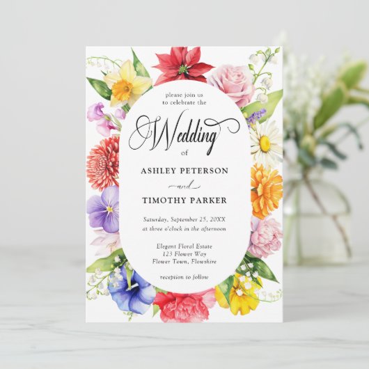 Invitation Mariage coloré de l'aquarelle (Debout devant)