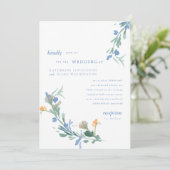 Invitation Mariage Coloré Fleur Sauvage Bleue (Debout devant)