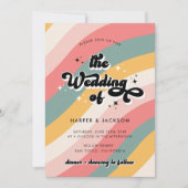 Invitation Mariage coloré les années 70 rétro (Devant)