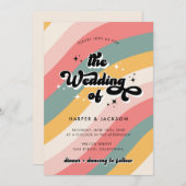 Invitation Mariage coloré les années 70 rétro (Devant / Derrière)