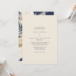 Invitation Mariage coloré Marine & Pampas Beige