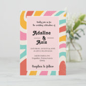 Invitation Mariage Coloré Ondulé Rétro Groovy 70s (Debout devant)