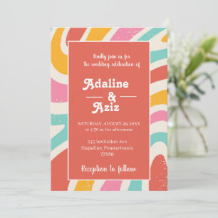 Invitation Mariage Coloré Rétro Groovy 70s