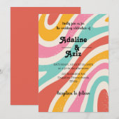 Invitation Mariage Coloré Rétro Groovy 70s Ondulé (Devant / Derrière)