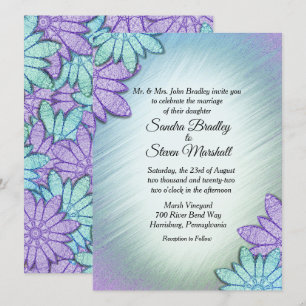 Invitation Mariage combiné couleur florale chic