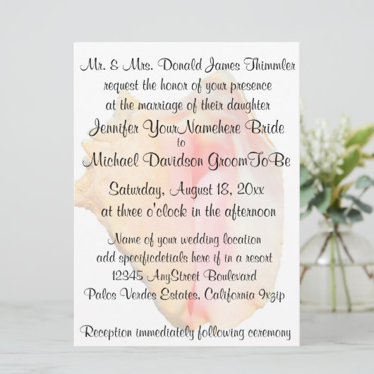 Invitation Mariage Conch Seashell (Debout devant)