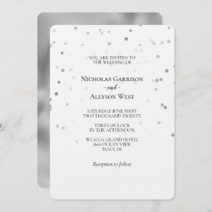 Invitation Mariage Confetti argent blanc